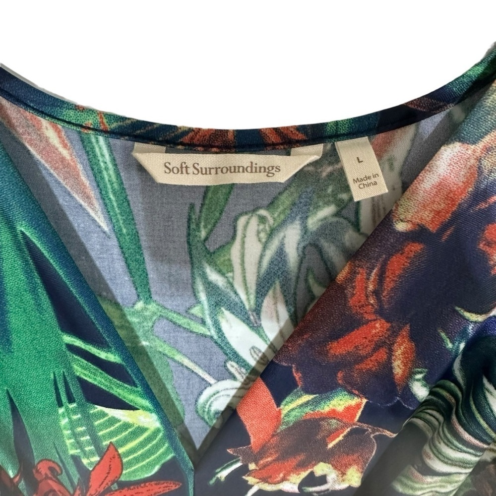 Soft Surroundings Navy Paradise Island Tropical Floral Maxi Dress - Picture 5 of 6